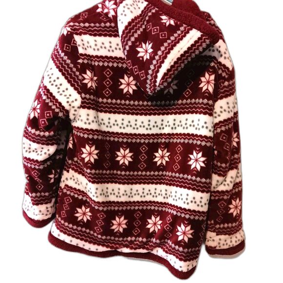 Trail Crest Fleece Hoodie M Nordic Snowflake Fair Isle Red White Sherpa Lined... - Picture 7 of 12